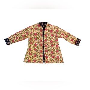 Vintage Reversible Quilted Floral Kantha Cotton Patterned Jacket Size Medium
